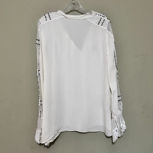 Kobi Halperin Carmella White Boho Lace & Beaded Sleeve Blouse – Size M - Picture 2 of 7